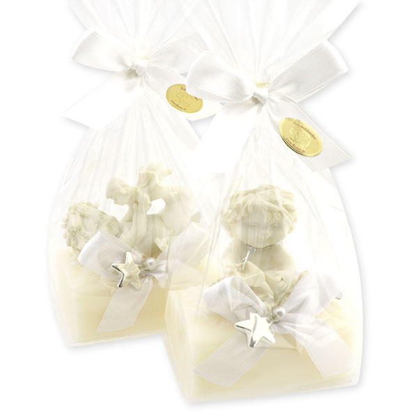 Sheep milk soap 100g decorated with an angel-Igor in a cellophane, Christmas rose 