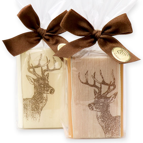 Sheep milk soap 100g decorated with a deer ribbon in a cellophane, Classic/quince 