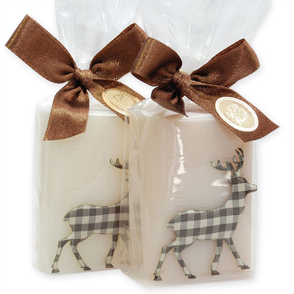 Sheep milk soap 100g decorated with a deer in a cellophane, Classic/almond oil 