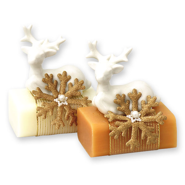 Sheep milk soap 100g decorated with a deer, Classic/quince 