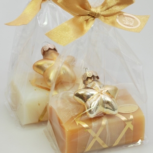 Sheep milk soap 100g decorated with a glass star in cellophane, Classic/quince 