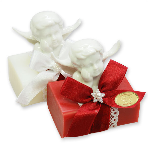 Sheep milk soap 100g decorated with an angel, Classic/pomegranate 