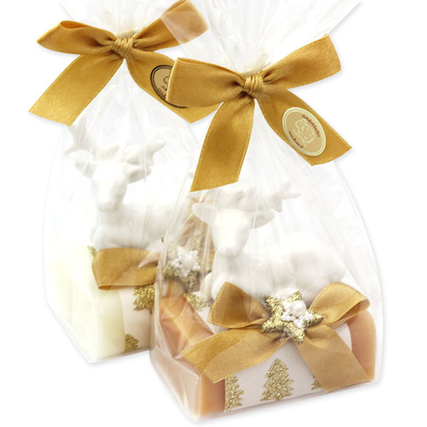 Sheep milk soap 100g decorated with a deer in a cellophane, Classic/quince 