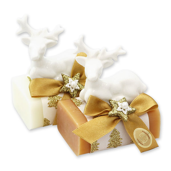 Sheep milk soap 100g decorated with a deer, Classic/quince 