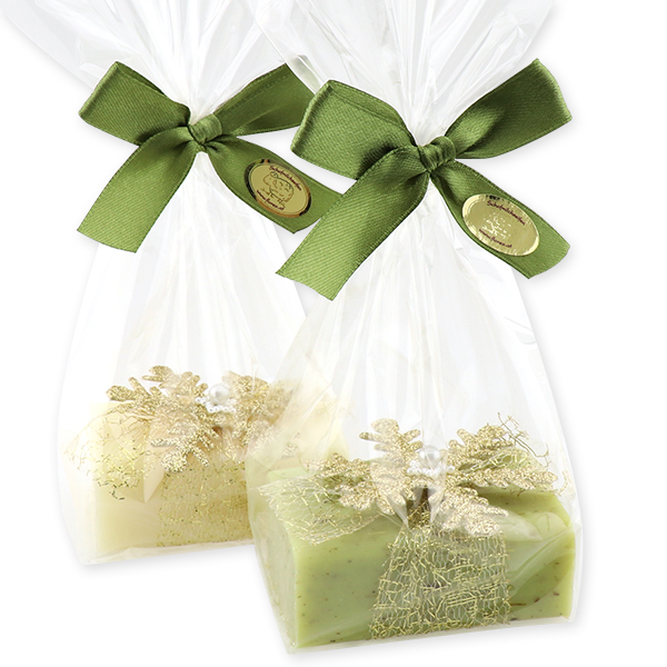 Sheep milk soap 100g, decorated with a snowflake in a cellophane, Classic/verbena 