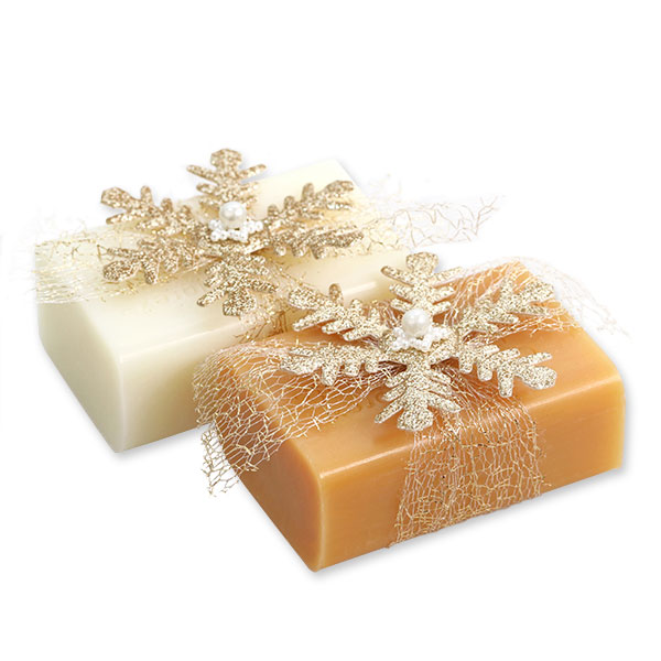 Sheep milk soap 100g decorated with a snowflake, Classic/quince 