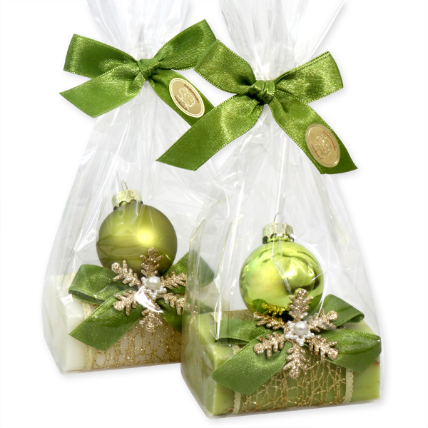 Sheep milk soap 100g, decorated with a christmas ball in a cellophane, Classic/verbena 