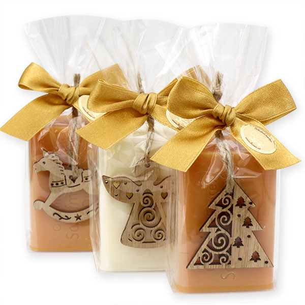 Sheep milk soap 100g decorated with christmas decorations in a cellophane, Classic/quince 