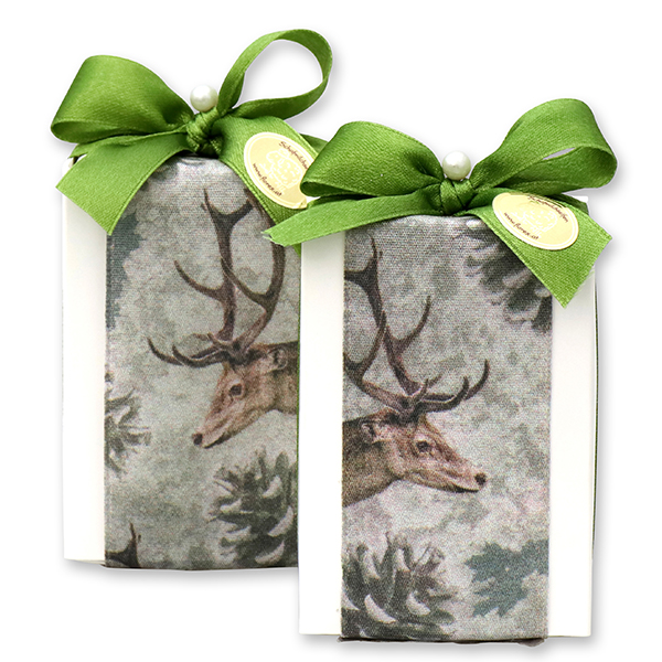 Sheep milk soap 100g in a box, decorated with a deer ribbon, Classic/verbena 