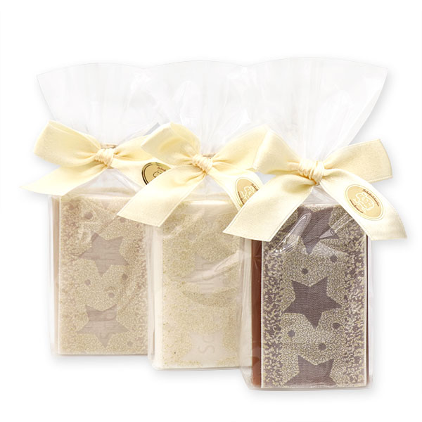 Sheep milk soap 100g decorated with a star-ribbon in a cellophane, sorted 