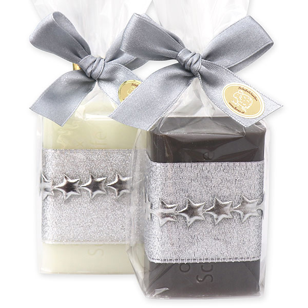 Sheep milk soap 100g, decorated with a ribbon in a cellophane, Classic/christmas rose 