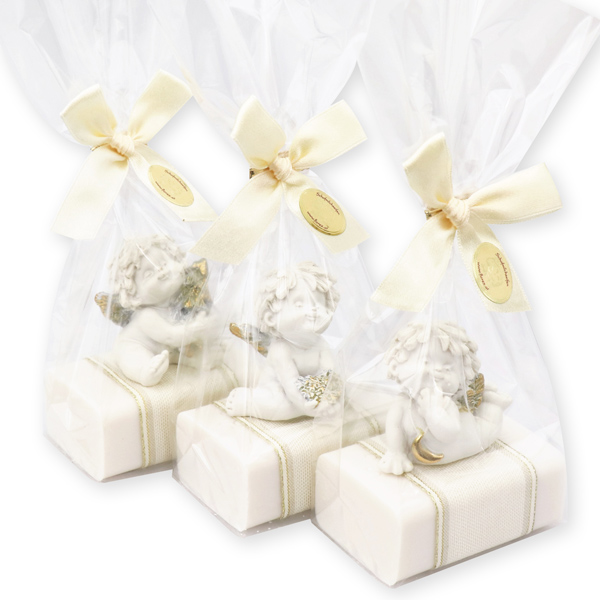 Sheep milk soap 100g decorated with an angel-Igor in a cellophane, Christmas rose 