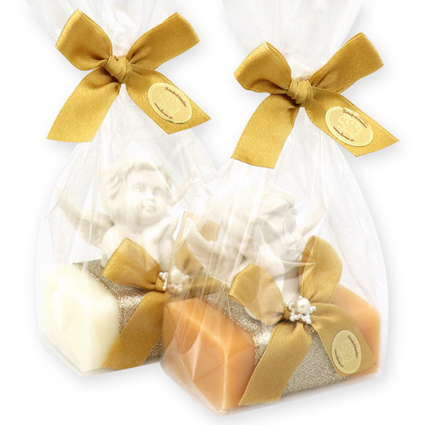 Sheep milk soap 100g decorated with a angel in a cellophane, Classic/quince 