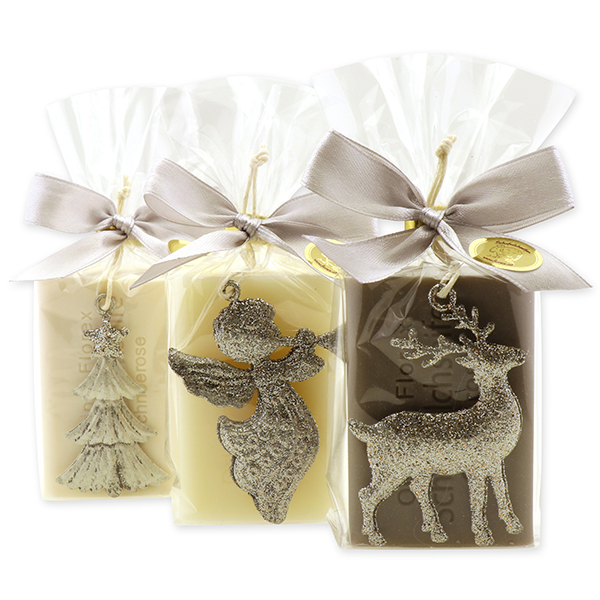 Sheep milk soap 100g, decorated with christmas motifs in a cellophane, sorted 