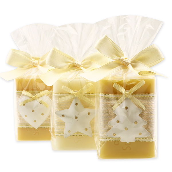 Sheep milk soap 100g decorated with christmas motives in a cellophane, Classic/swiss pine 