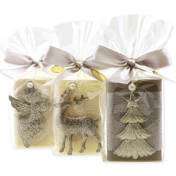 Sheep milk soap 100g, decorated with christmas motives in a cellophane, sorted 