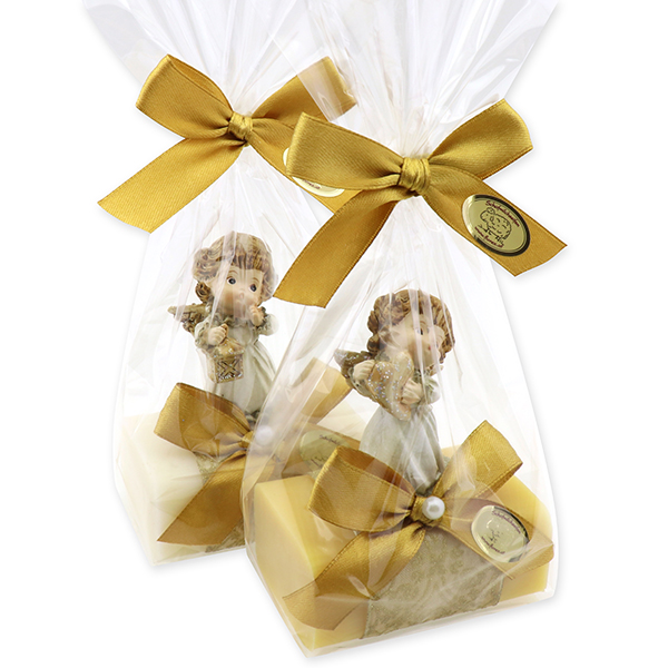 Sheep milk soap 100g deocrated with an angel in a cellophane, Classic/swiss pine 