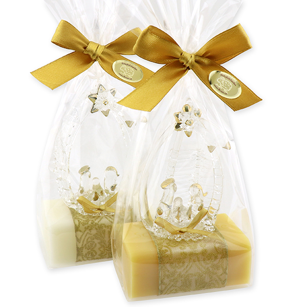 Sheep milk soap 100g decorated with a crib in a cellophane, Classic/swiss pine 