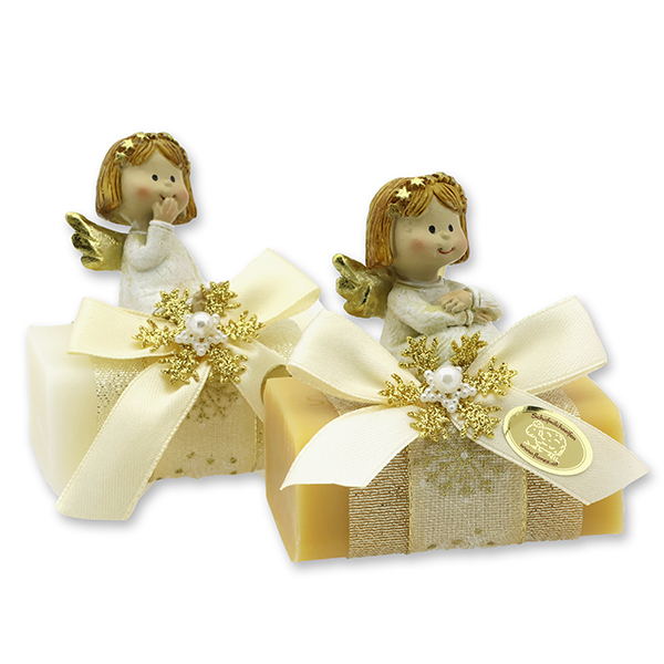 Sheep milk soap square 100g decorated with an angel, Classic/swiss pine 