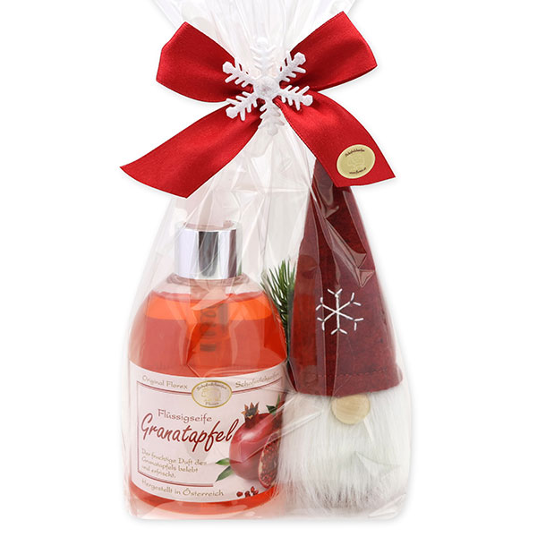 Liquid soap 250ml with a gnome in a cellophane bag, Pomegranate 