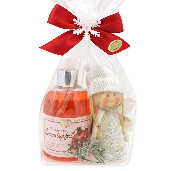 Liquid soap 250ml with an angel in a cellophane bag, Pomegranate 