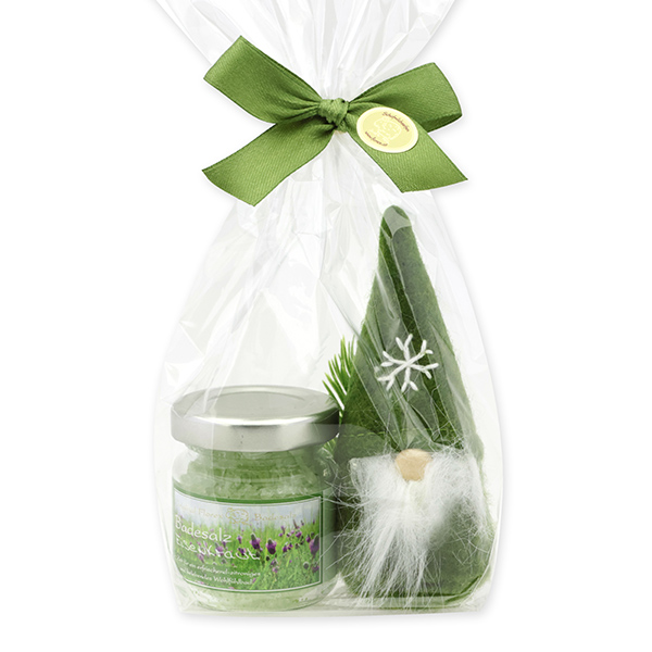 Bath salt 60g with a gnome in a cellophane bag, Verbena 