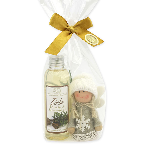 Dusch- und Schaumbad mit Stoffengel in Cello, Zirbe 