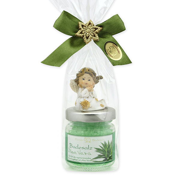 Bath salt 60g decorated with an angel in a cellophane bag, Aloe vera 