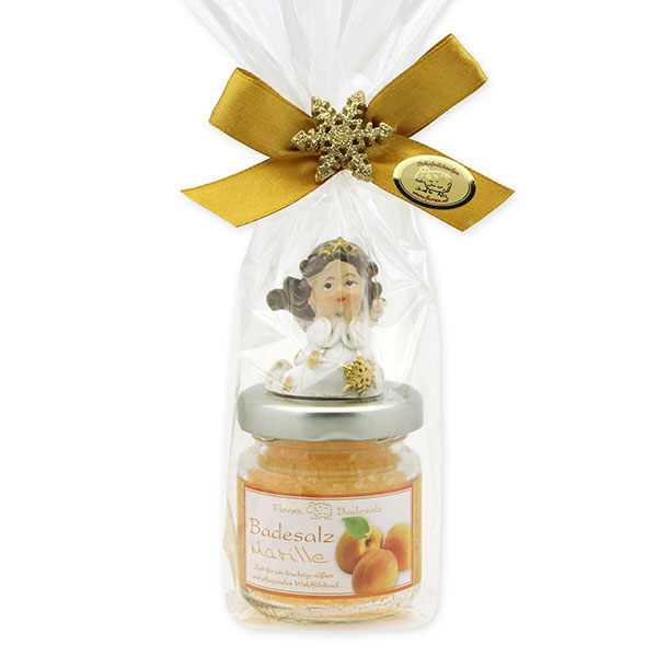 Bath salt 60g decorated with an angel in a cellophane bag, Apricot 