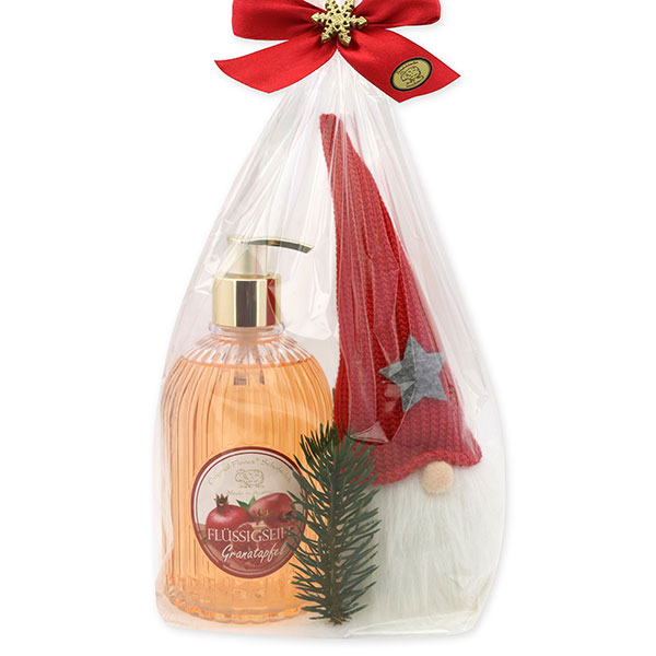 Liquid soap 500ml with a gnome in a cellophane bag, Pomegranate 