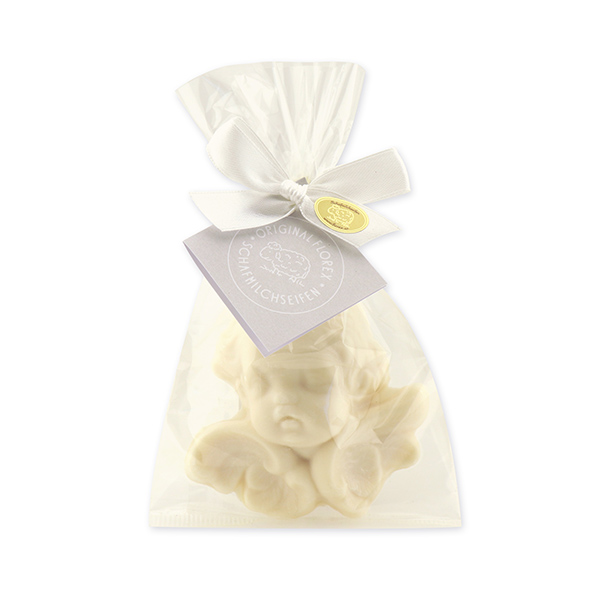 Sheep milk soap angel with wings 108g in a cellophane, Christmas rose white 