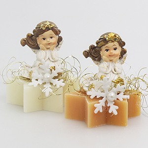 Sheep milk soap star midi 20g decorated with an angel, Classic/swiss pine 