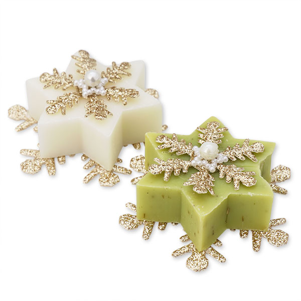 Sheep milk star soap 20g decorated with snowflakes, Classic/verbena 