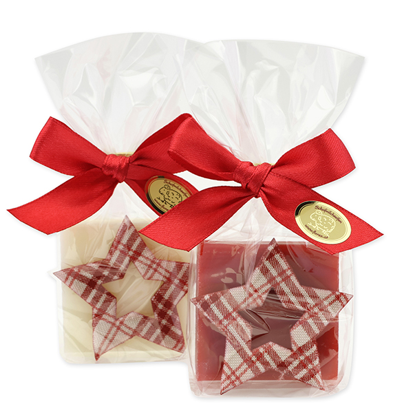 Sheep milk soap 35g decorated with a star in a cellophane, Classic/pomegranate 