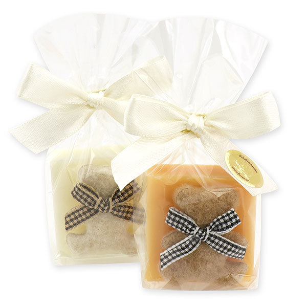 Sheep milk soap 35g decorated with a teddy in a cellophane, Classic/swiss pine 