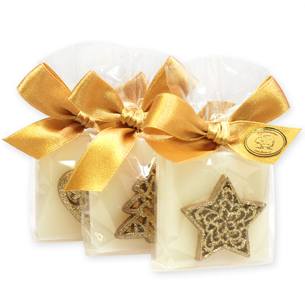 Sheep milk soap 35g decorated with christmas motives in a cellophane, Classic 