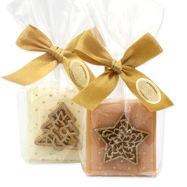 Sheep milk soap 35g decorated with christmas motives in a cellophane, Classic/swiss pine 