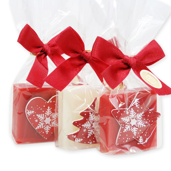 Sheep milk soap 35g decorated with christmas motives, Classic/pomegranate 