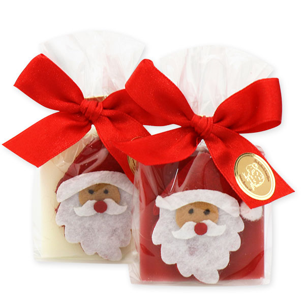 Sheep milk soap 35g decorated with santa in a cellophane, Classic/pomegranate 