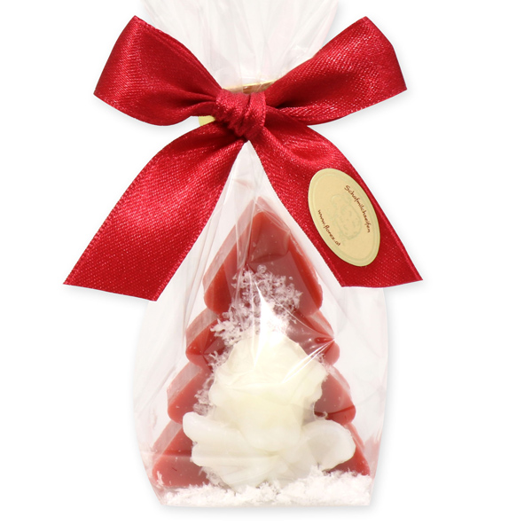 Sheep milk soap tree 24g, decorated with a soap angel 6g in a cellophane, Pomegranate 