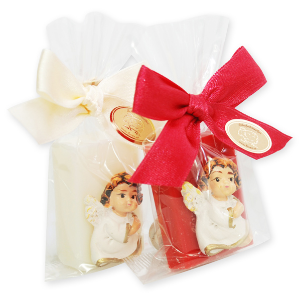 Sheep milk guest soap 25g decorated with an angel in a cellophane, Classic/pomegranate 