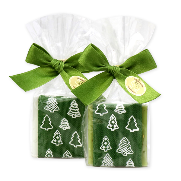 Sheep milk soap 35g decorated with a christmas ribbon in a cellophane, Classic/verbena 