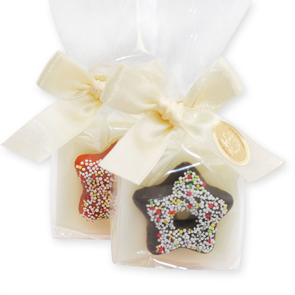 Sheep milk soap 35g decorated with a cookie star  in a cellophane, Classic 