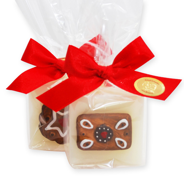 Sheep milk soap 35g decorated with gingerbread in a cellophane, Classic 