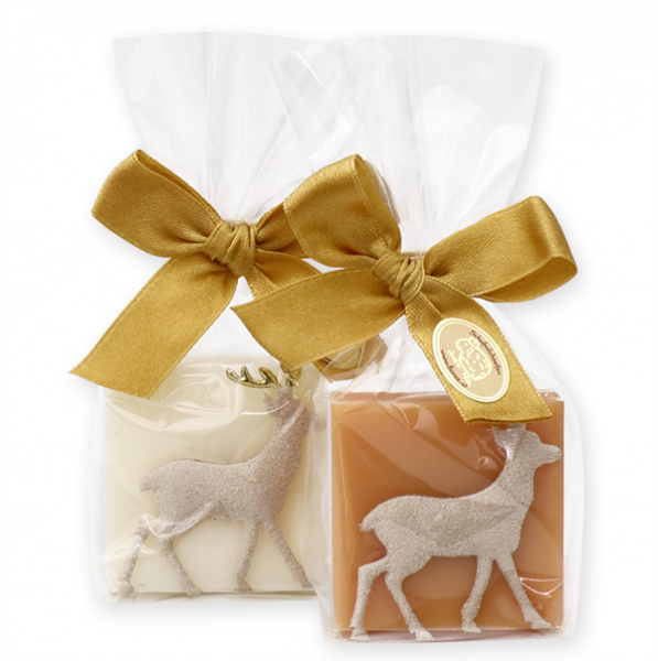 Sheep milk soap 35g decorated with a deer in a cellophane, Classic/quince 