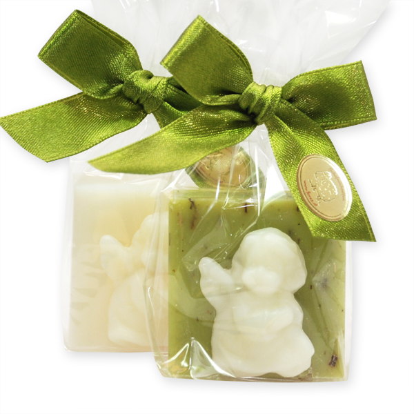 Sheep milk soap 35g decorated with a soap angel 7g in a cellophane, Classic/verbena 