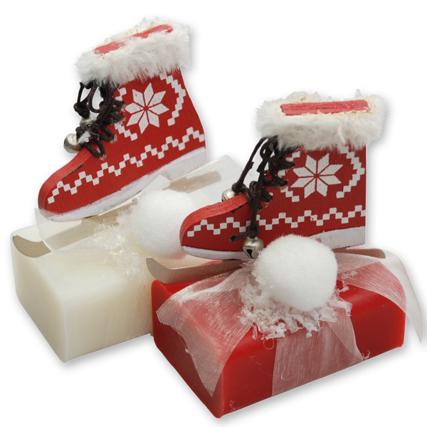 Sheep milk soap 100g, decorated with ice skates, Classic/pomegranate 