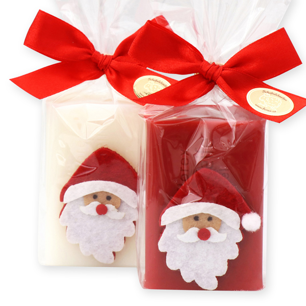 Sheep milk soap 100g, decorated with Santa in a cellophane, Classic/pomegranate 