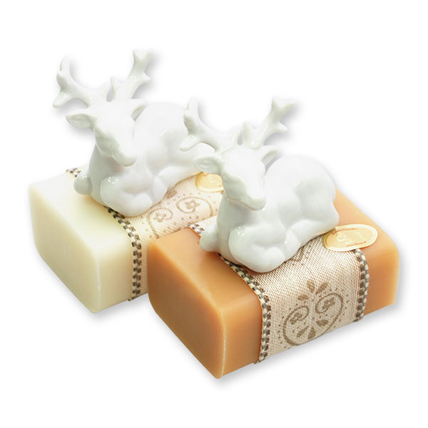 Sheep milk soap 100g decorated with a deer, Classic/quince 