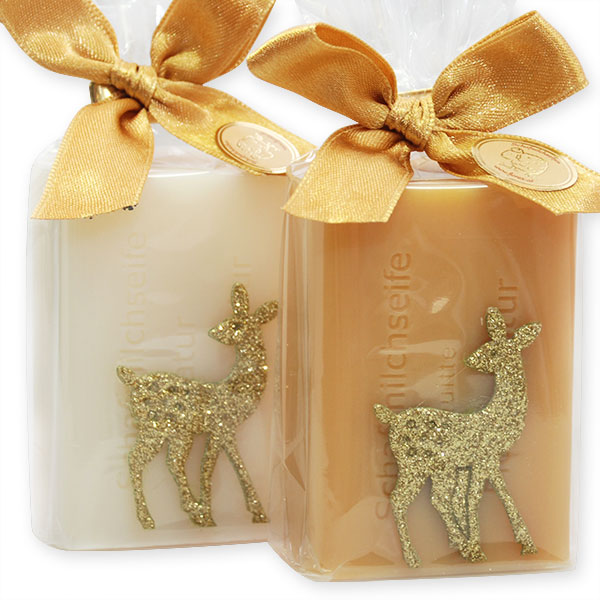 Sheep milk soap 100g decorated with a fawn in a cellophane, Classic/quince 